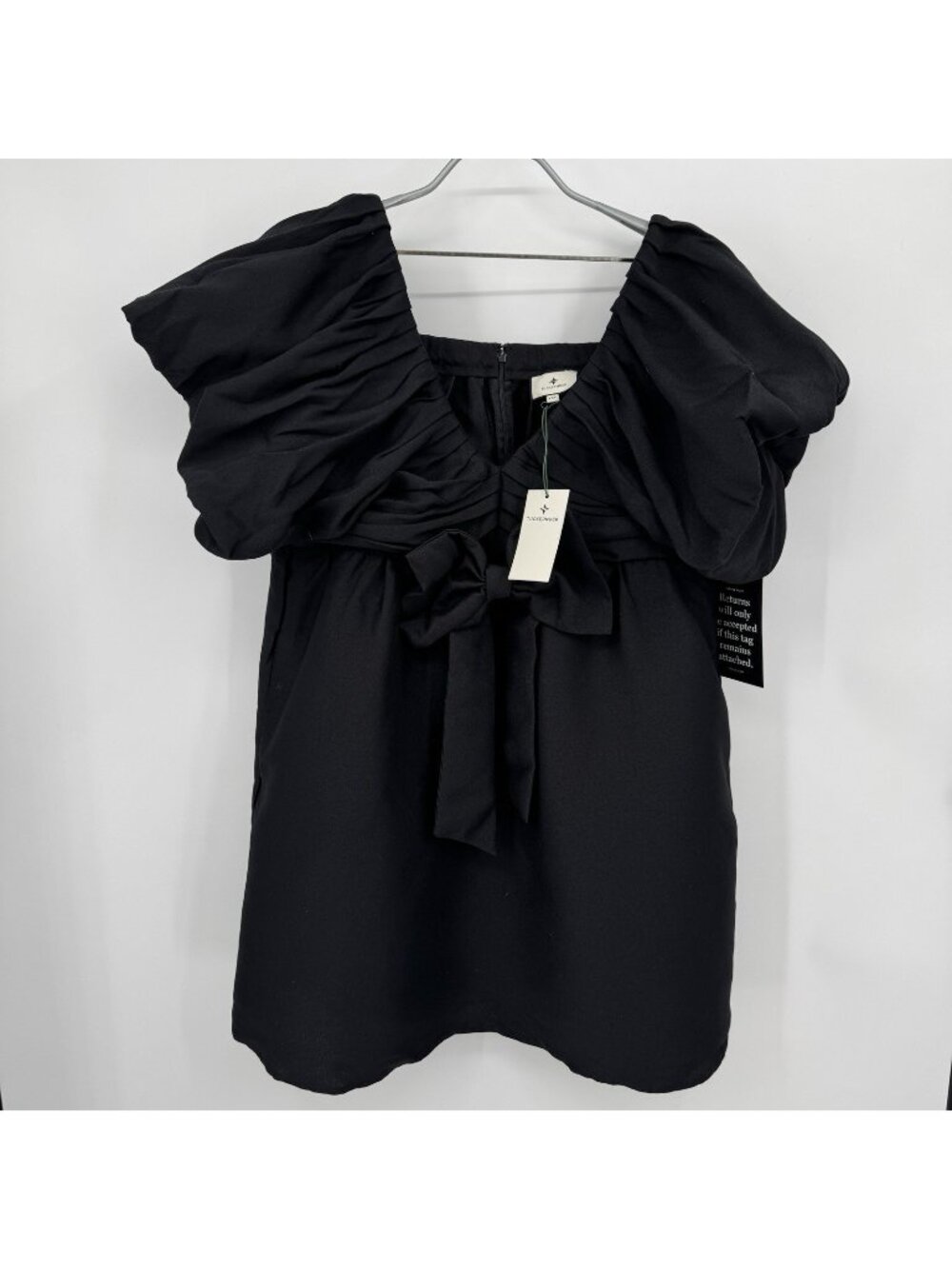 Tuckernuck Black Brooke Mini Bow Dress  XXL Puff Sleeve Babydoll Cocktail Party